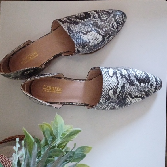 Catherine Malandrino Snakeskin Print Alaney D’Orsay Flats Pointed Toe - Picture 5 of 10
